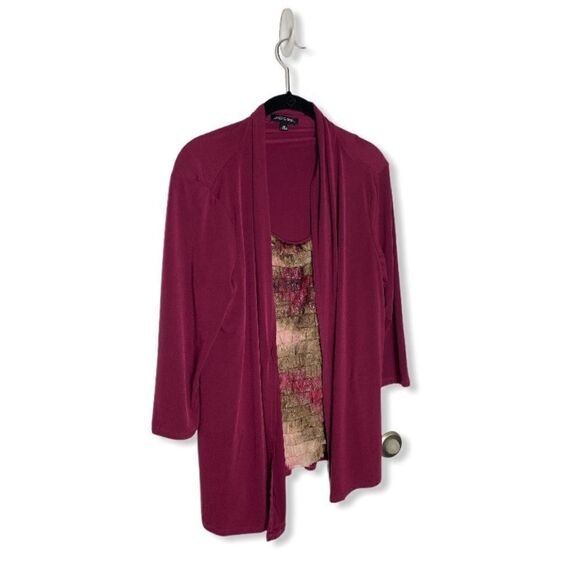 Notations Women’s Size M Ruffle Front Draped Blouse Multicolor Shimmer Top with - Picture 3 of 4